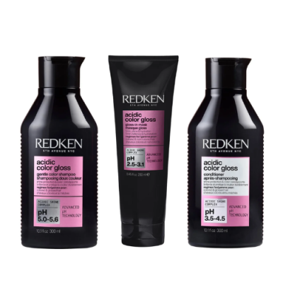 Redken Acidic Color Gloss Kit Shampoo + Condicionador + Máscara 1 Minute Mask – Brilho para Cabelo Pintado