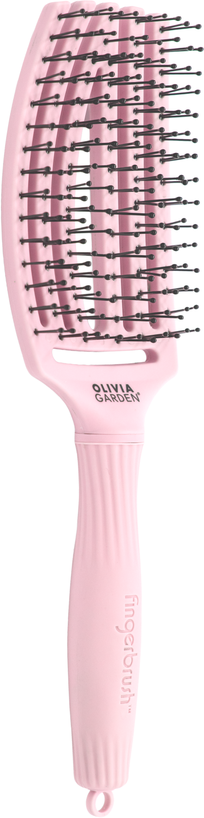 Olivia Garden Fingerbrush Pastel Pink Double Pin – Ideal para Cabelo Molhado